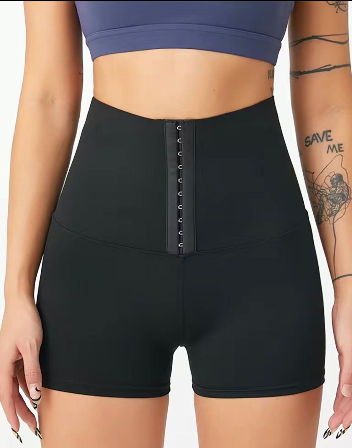 black waist corset shorts